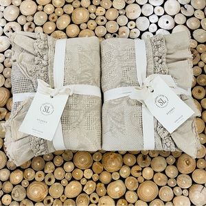 Southern Living Set Of 2 King Pillow Shams Sydney Hummus Beige 100% Cotton $158